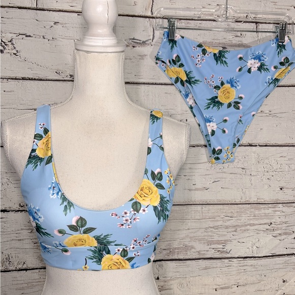 Zaful Other - ZAFUL Bikini Blue Floral Print-Medium